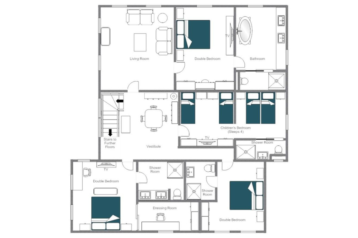 Chalet 1597 Lech floor plan of first floor