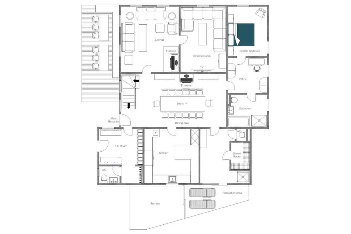 Chalet 1597 Lech floor plan of ground floor