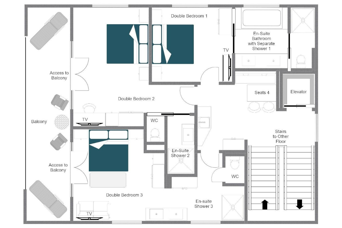 First floor floor plan of Chalech 4 in Lech