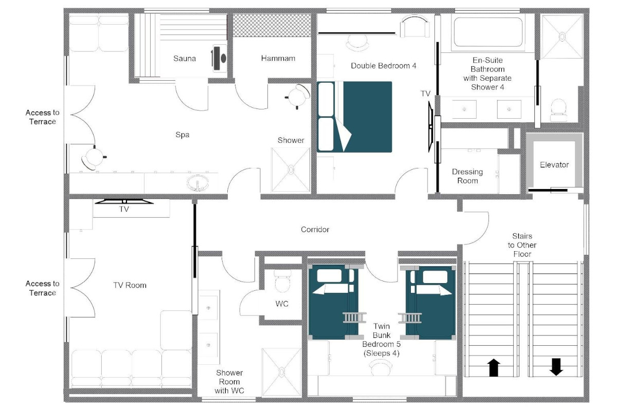 Ground floor floor plan of Chalech 4 in Lech