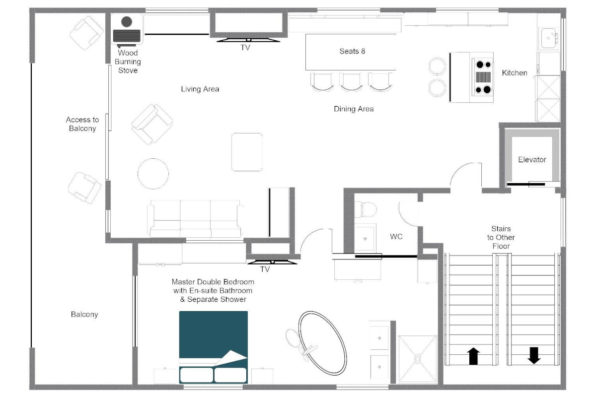 Top floor floor plan of Chalech 4 in Lech