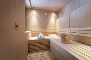 Sauna in double bedroom ensuite bathroom at Chalech L in Lech