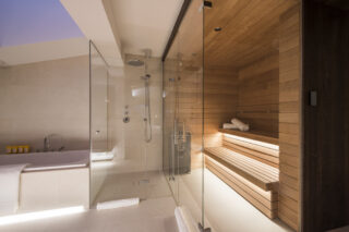 Sauna in master bedroom en suite at Nidus Penthouse in Lech