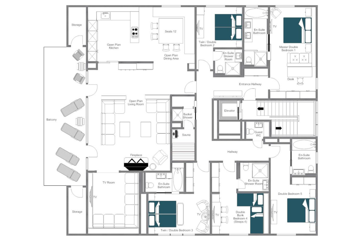 Crux Penthouse St Chritoph floor plan of top floor