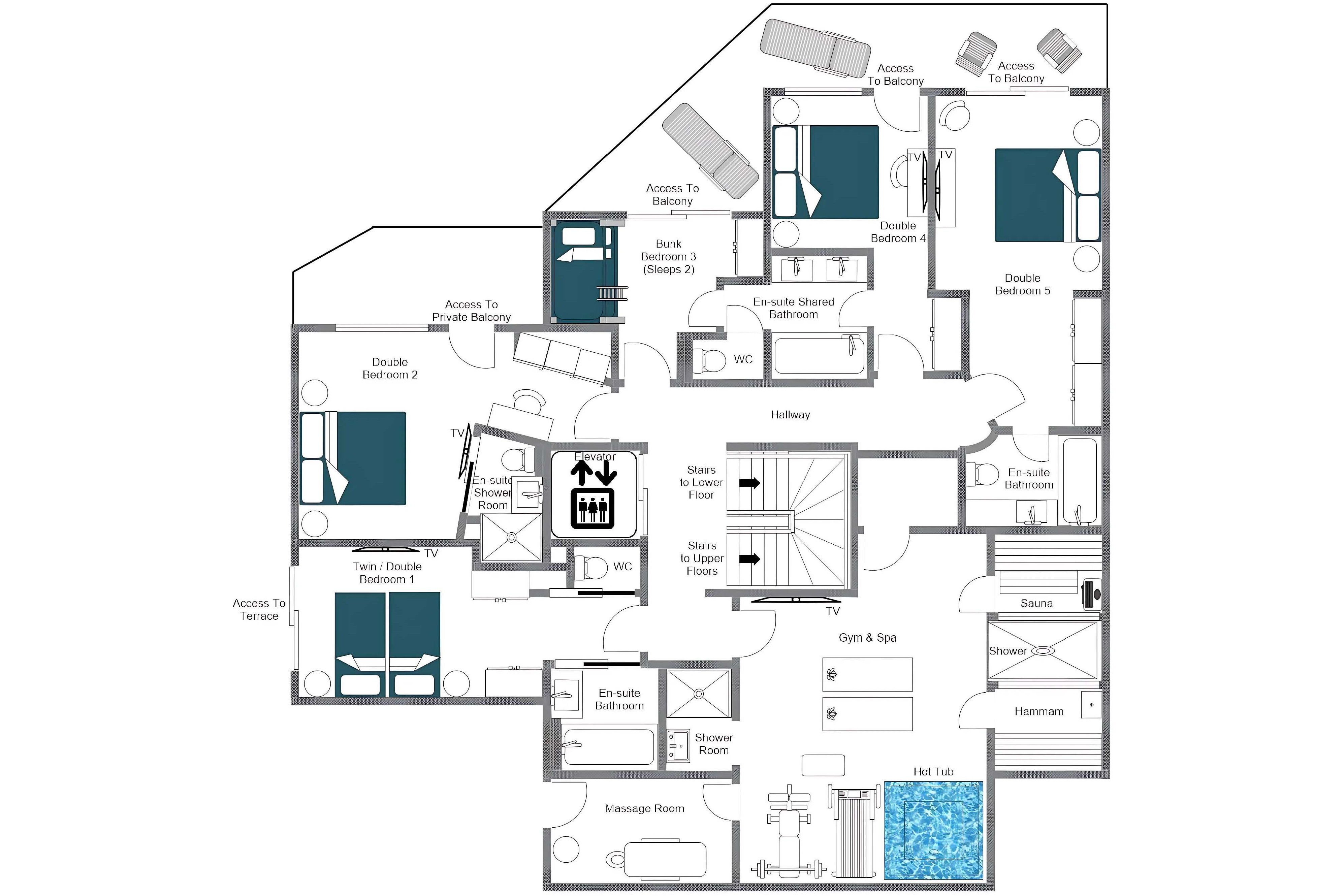 Chalet Altius Méribel floor plan of ground floor