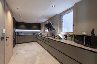 Fabulous kitchen separate from living spaces at Chalet Altius in Meribel