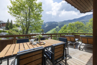 Out door dining and terrace at Chalet Altius in Meribel