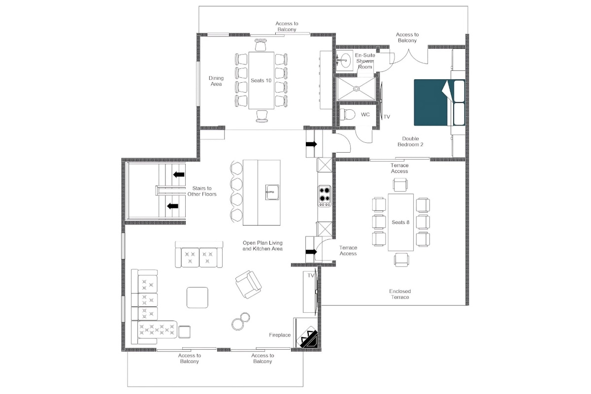 Chalet Caribou Meribel floor plan first floor