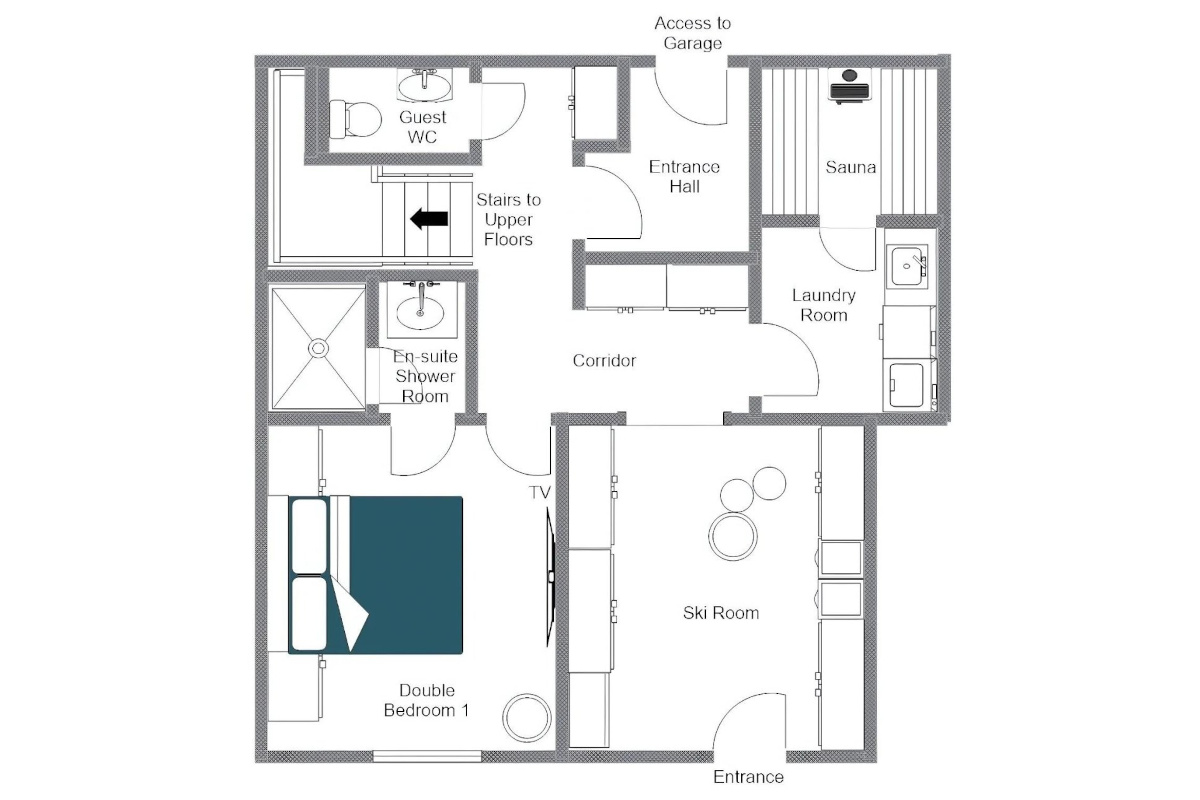 Chalet Caribou Meribel floor plan ground floor