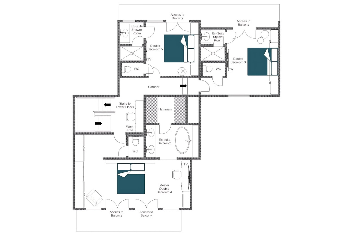 Chalet Caribou Meribel floor plan top floor