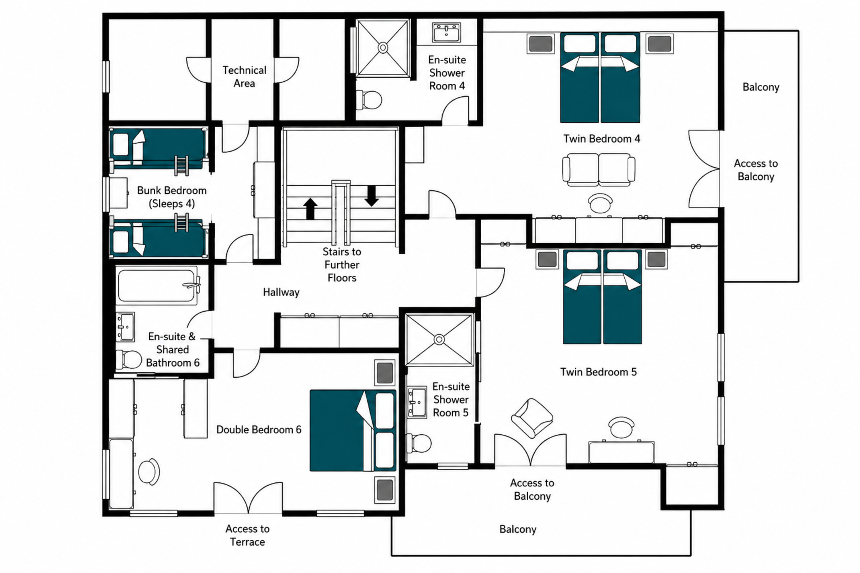 Chalet la Loze Méribel floor plan of first floor