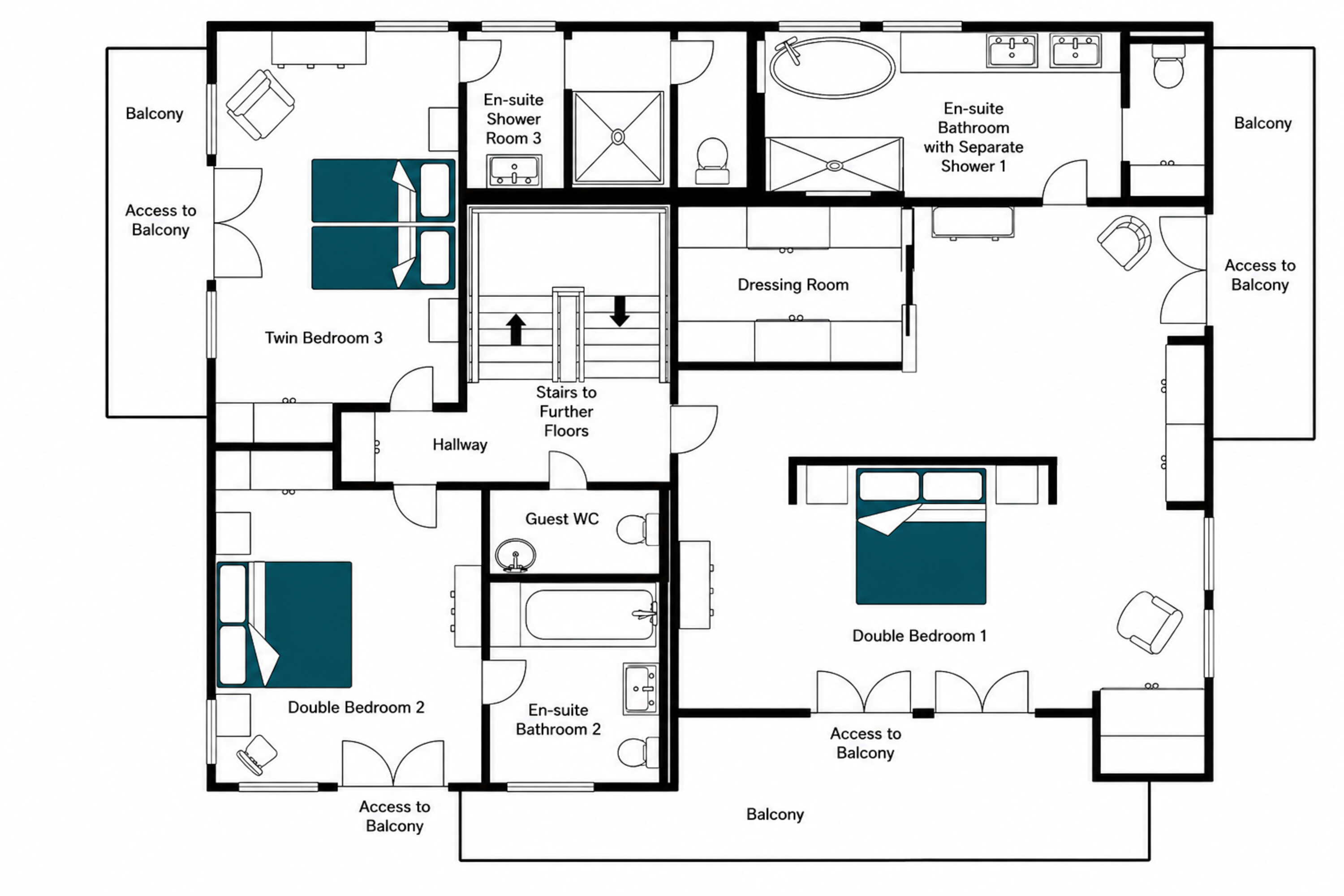 Chalet la Loze Méribel floor plan of second floor