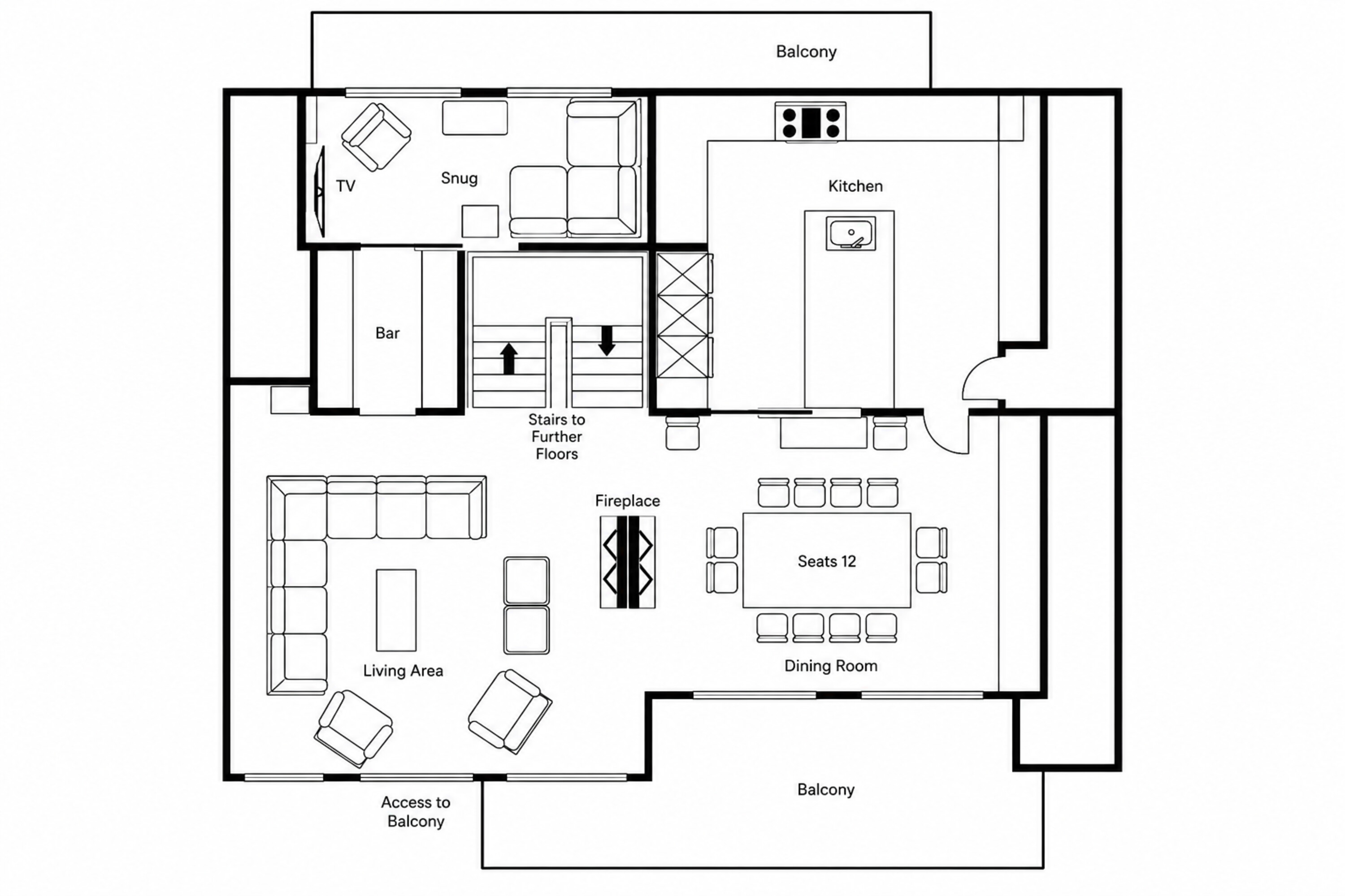 Chalet la Loze Méribel floor plan of top floor