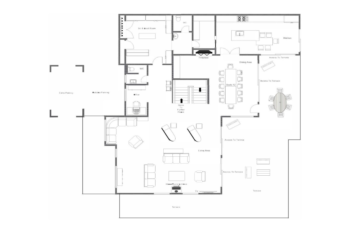 Mont Tremblant Meribel floor plan of ground floor