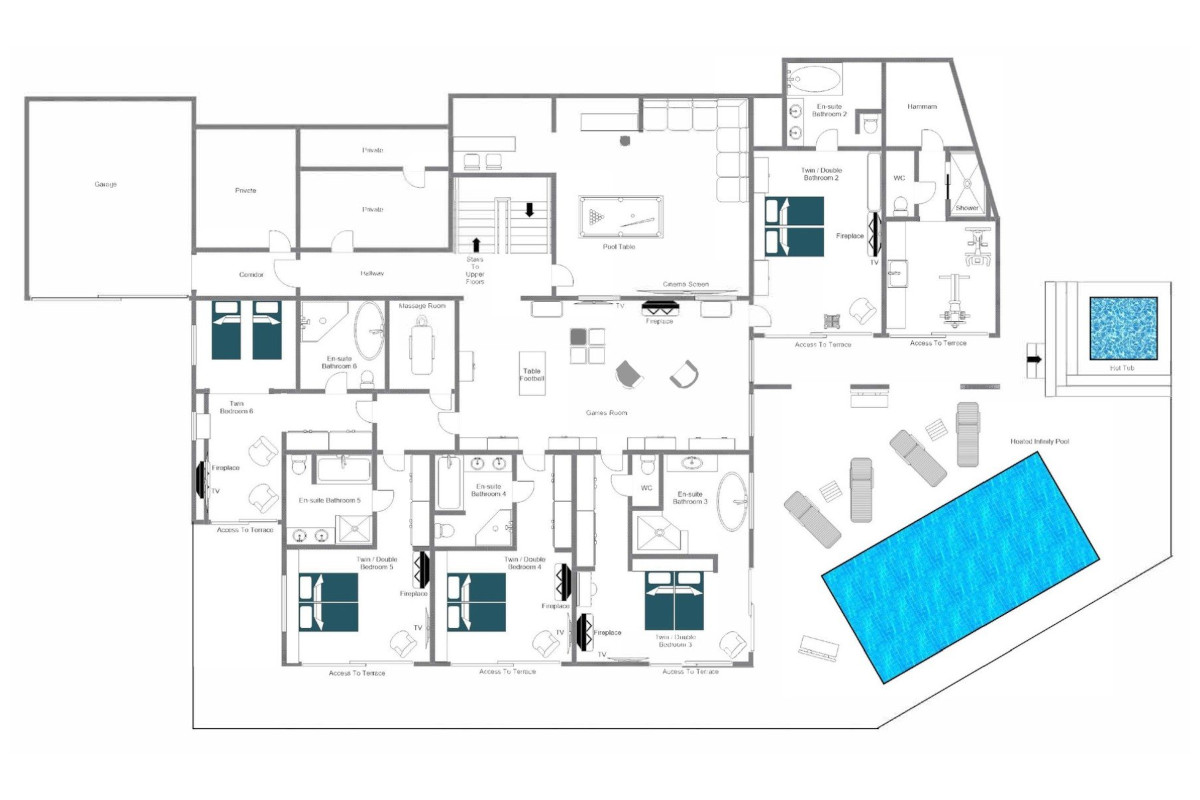 Mont Tremblant Meribel floor plan of ground floor