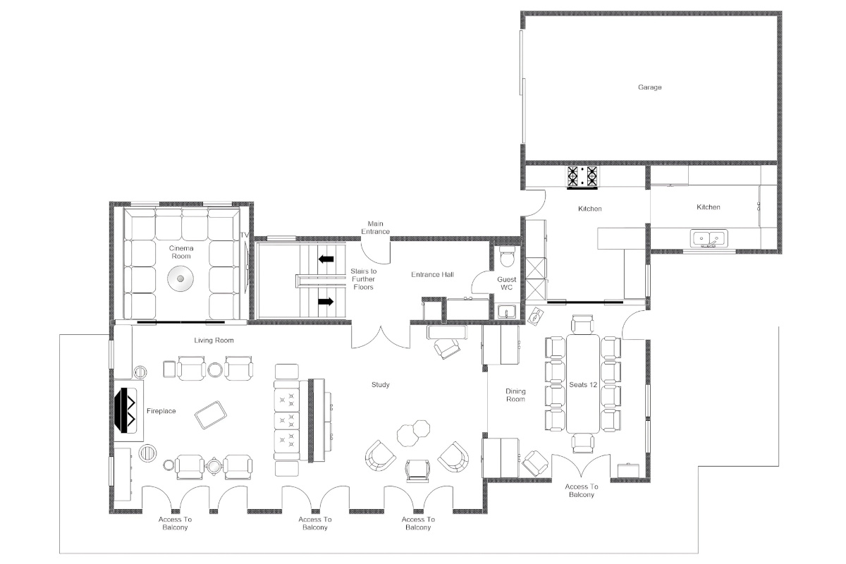 Chalet la Taniere Meribel floor plan of first floor