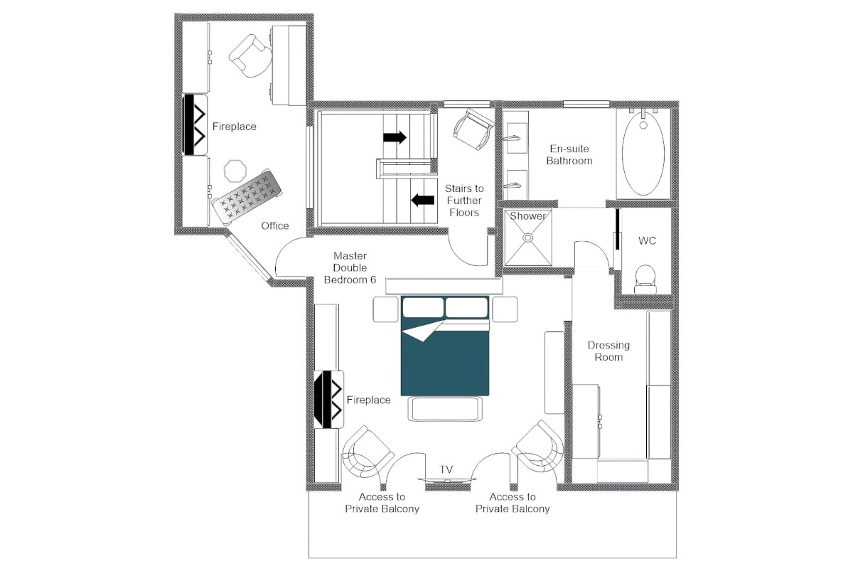 Chalet la Taniere Meribel floor plan of top floor