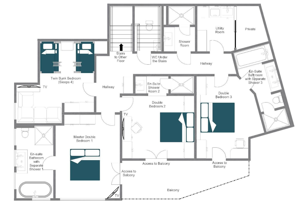 Apartment Cala 201 Val d'Isère floor plan level 1