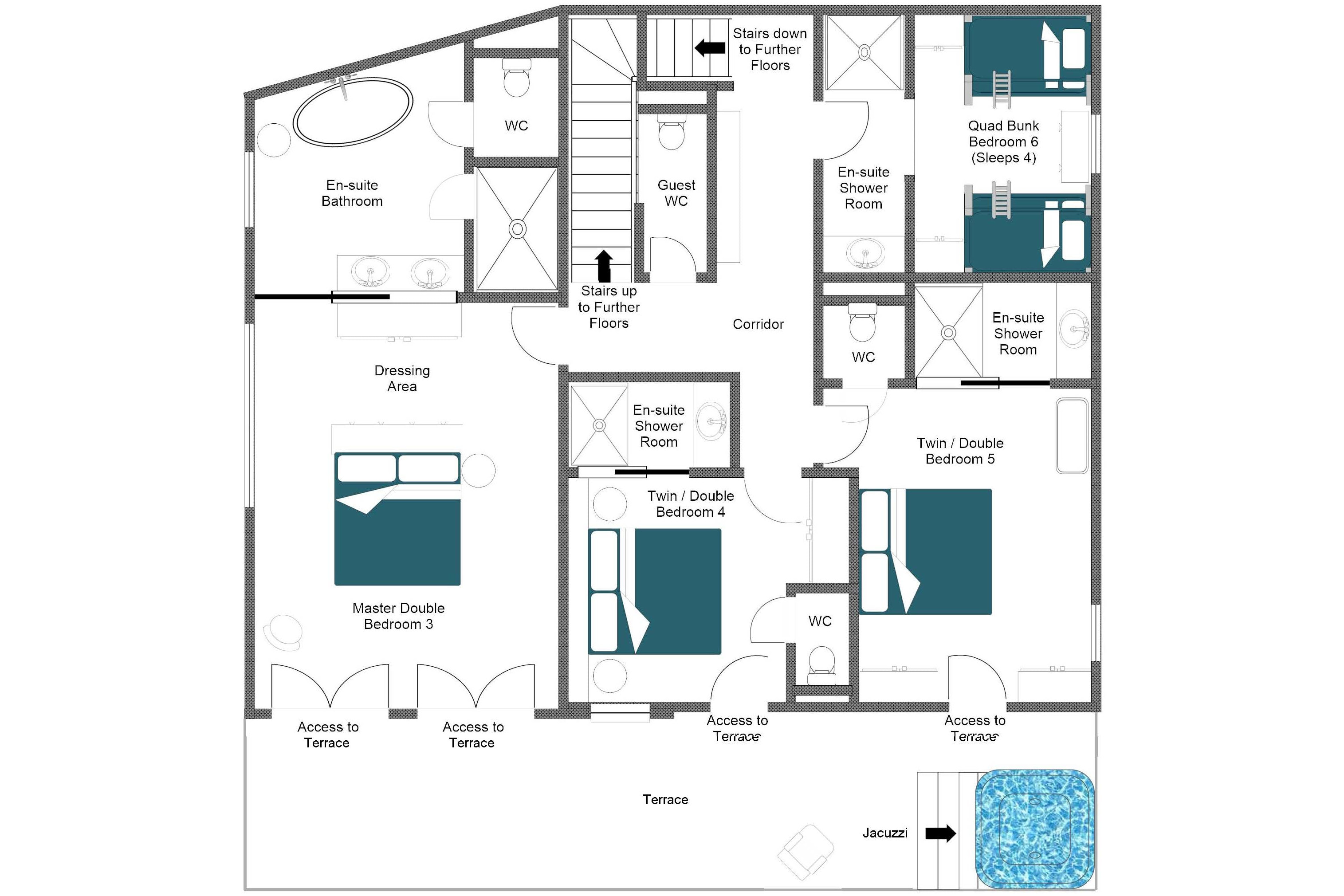 Chalet Face à Face Val d'Isère floor plan first floor