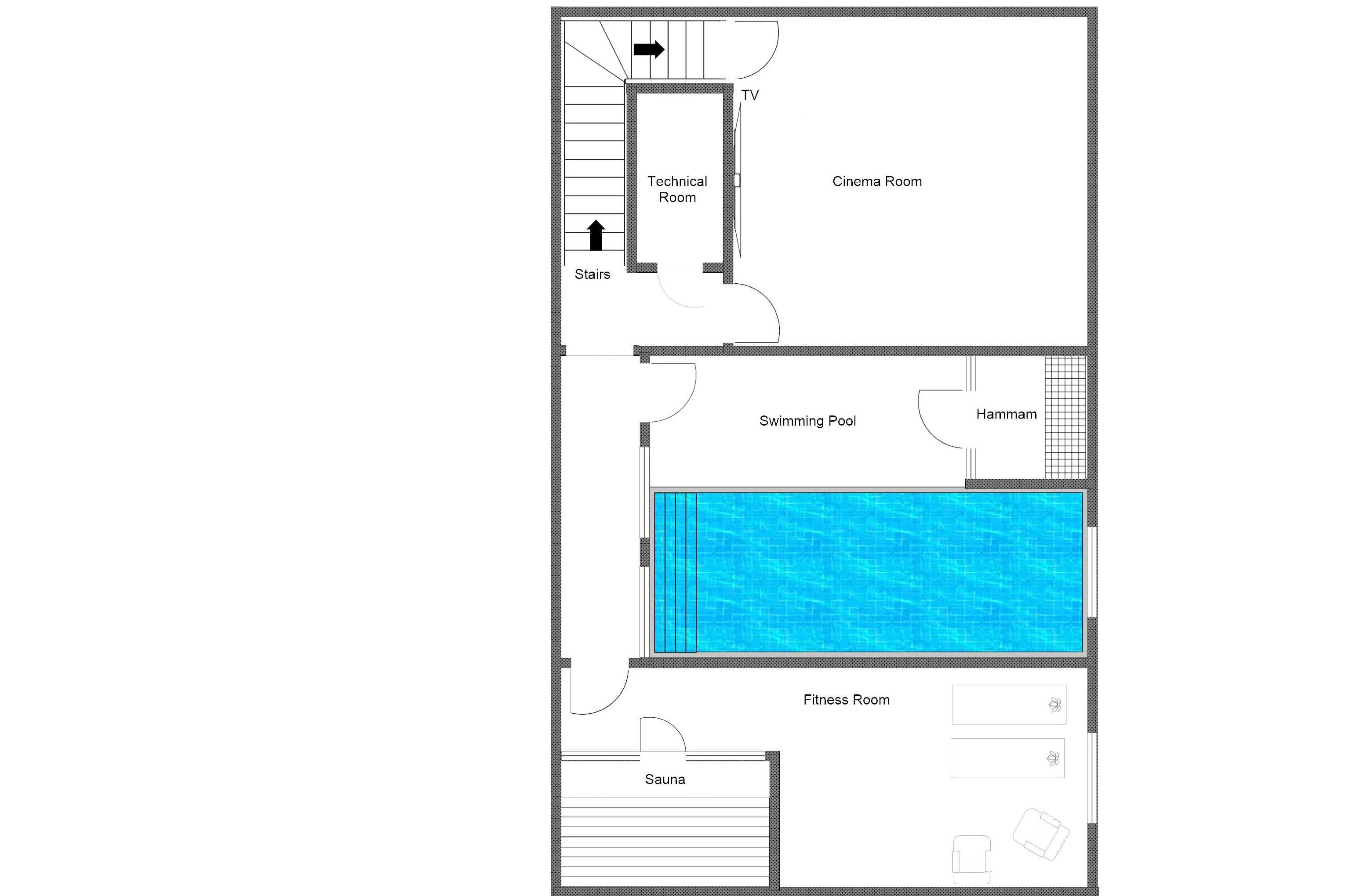Chalet Face à Face Val d'Isère floor plan lower ground floor