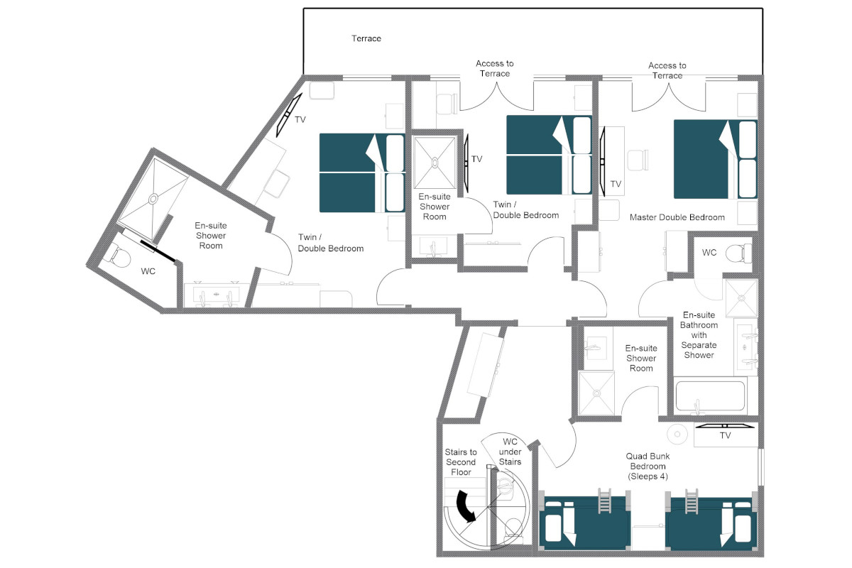 Apartment Grand Pré 2 Val d'Isère floor plan of first floor