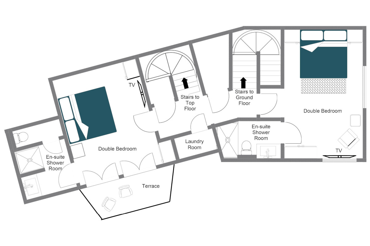 Apaerment Grand Pre 4 Val d'Isère floor plan of middle floor