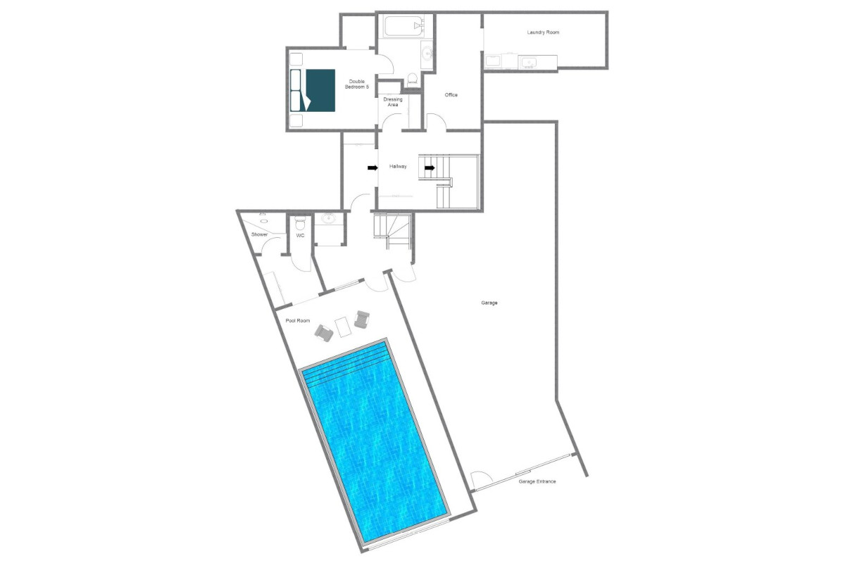 Chalet Yeti Val d'Isère floor plan of ground floor