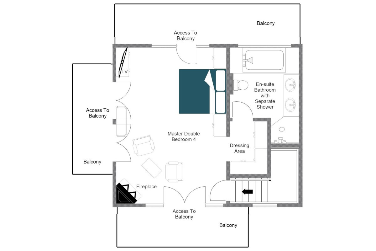 Chalet Yeti Val d'Isère floor plan of top floor
