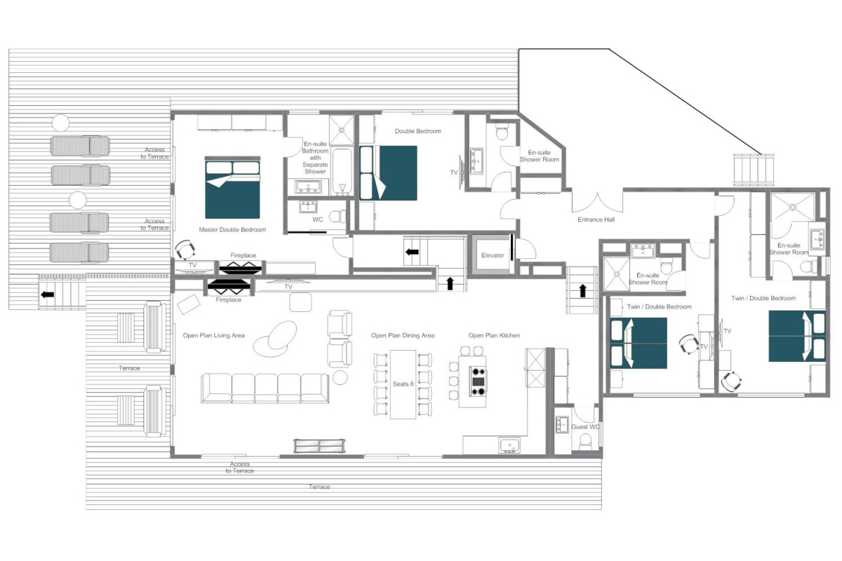 Apartment Agate Verbier floor plan of first floor