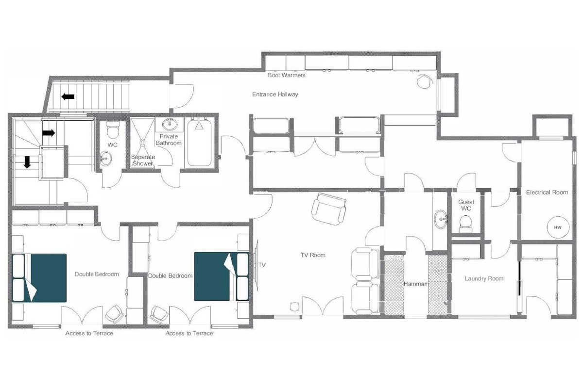 Chalet Aline Verbier floor plan of ground floor