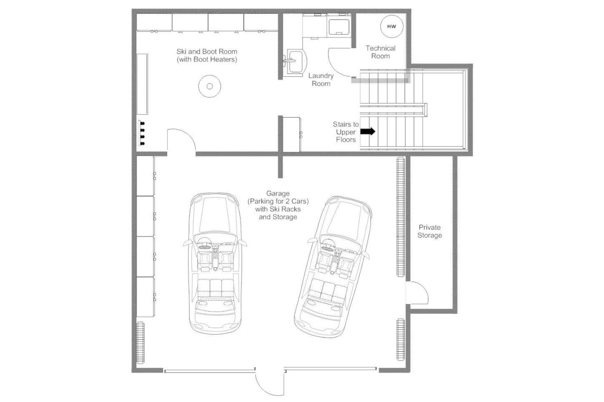Chalet Alpin Roc Verbier floor plan of ground floor