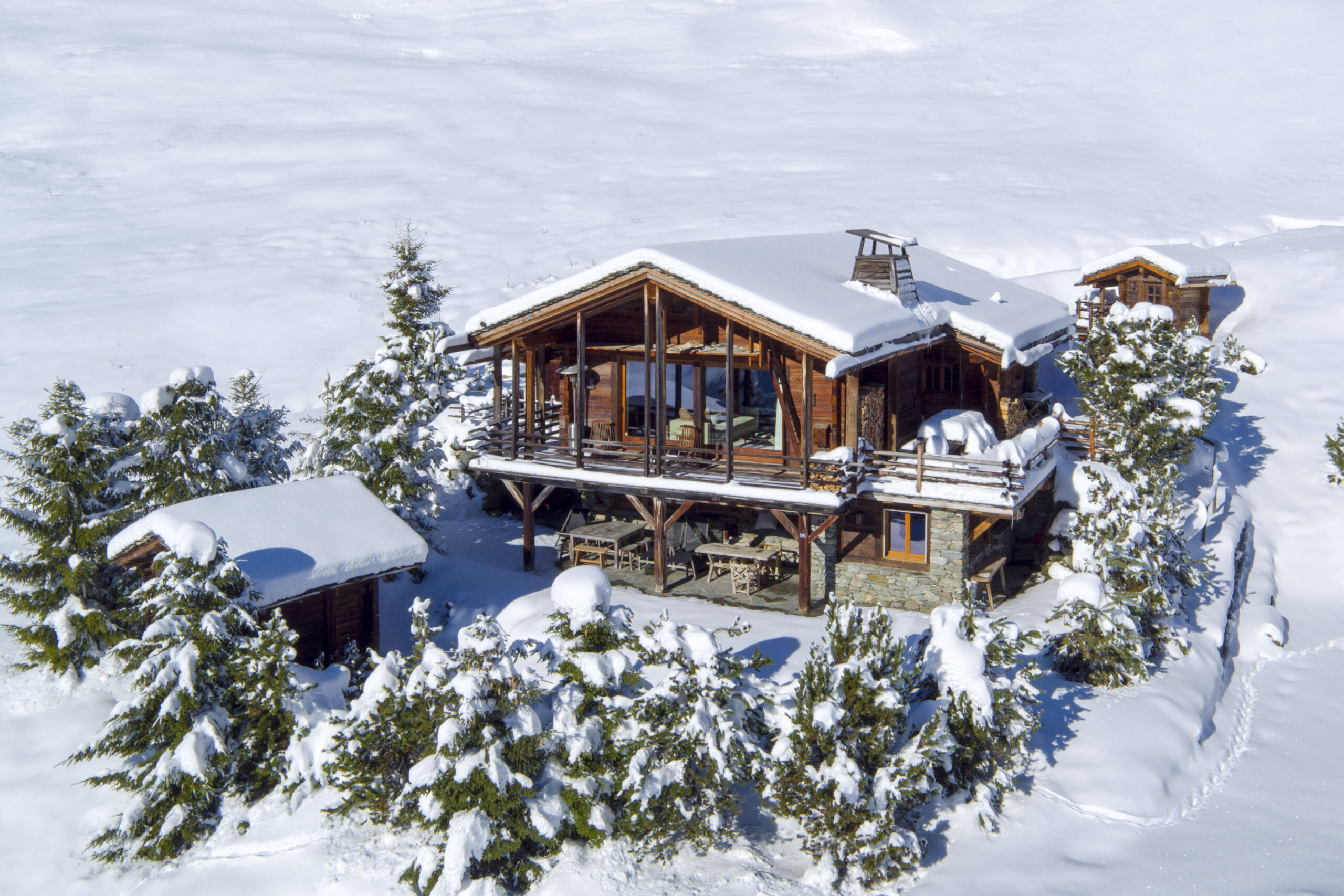 Exterior of Chalet Bibi in Verbier in winter