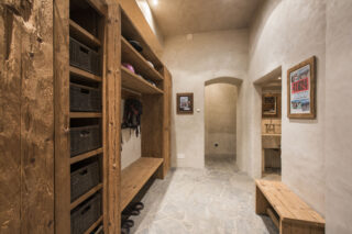 Ski room on ground floor at Chalet Bibi in Verbier
