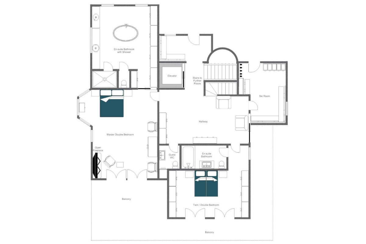 Chalet Delormes Verbier floor plan first floor