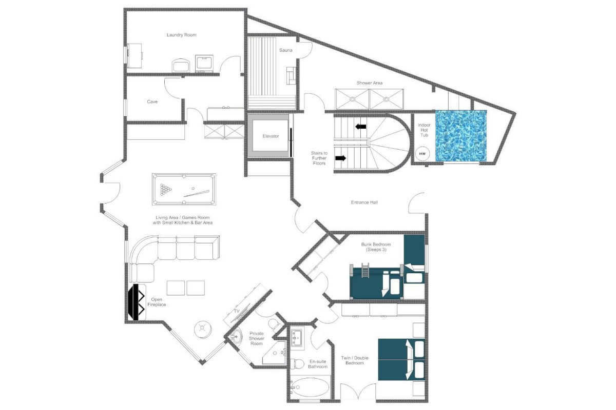 Chalet Delormes Verbier floor plan ground floor