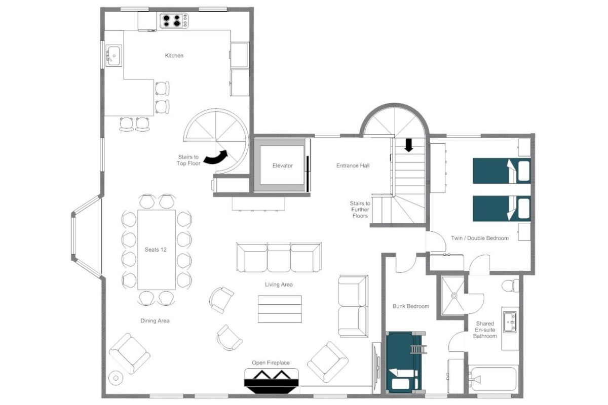 Chalet Delormes Verbier floor plan second floor