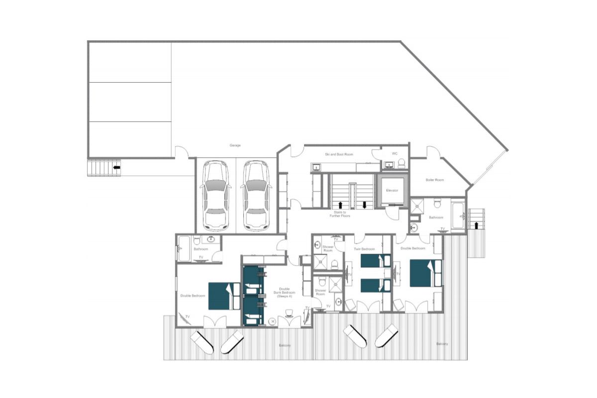 Chalet Dent Blanche Verbier floor plan of first floor