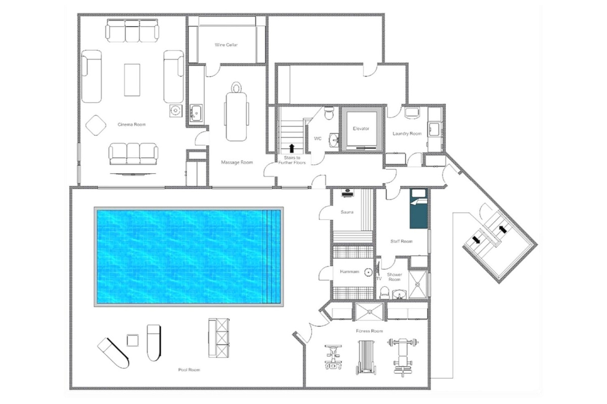 Chalet Dent Blanche Verbier floor plan of ground floor