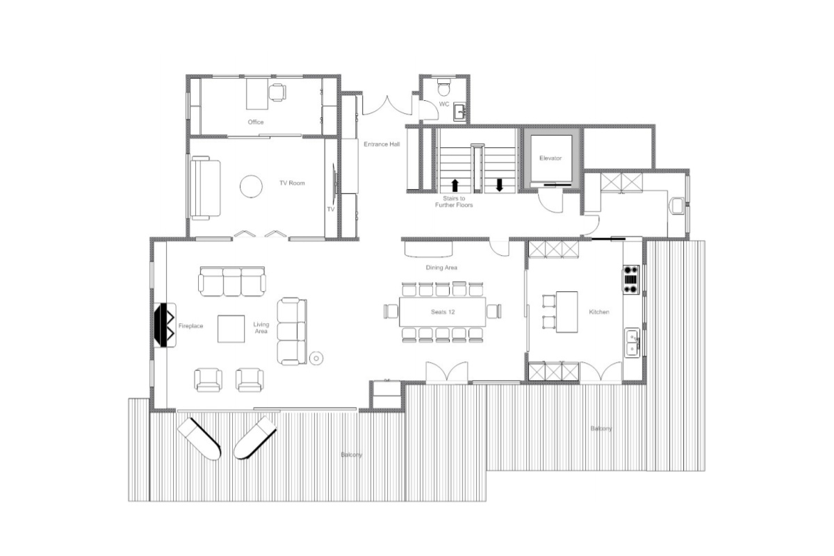 Chalet Dent Blanche Verbier floor plan of second floor