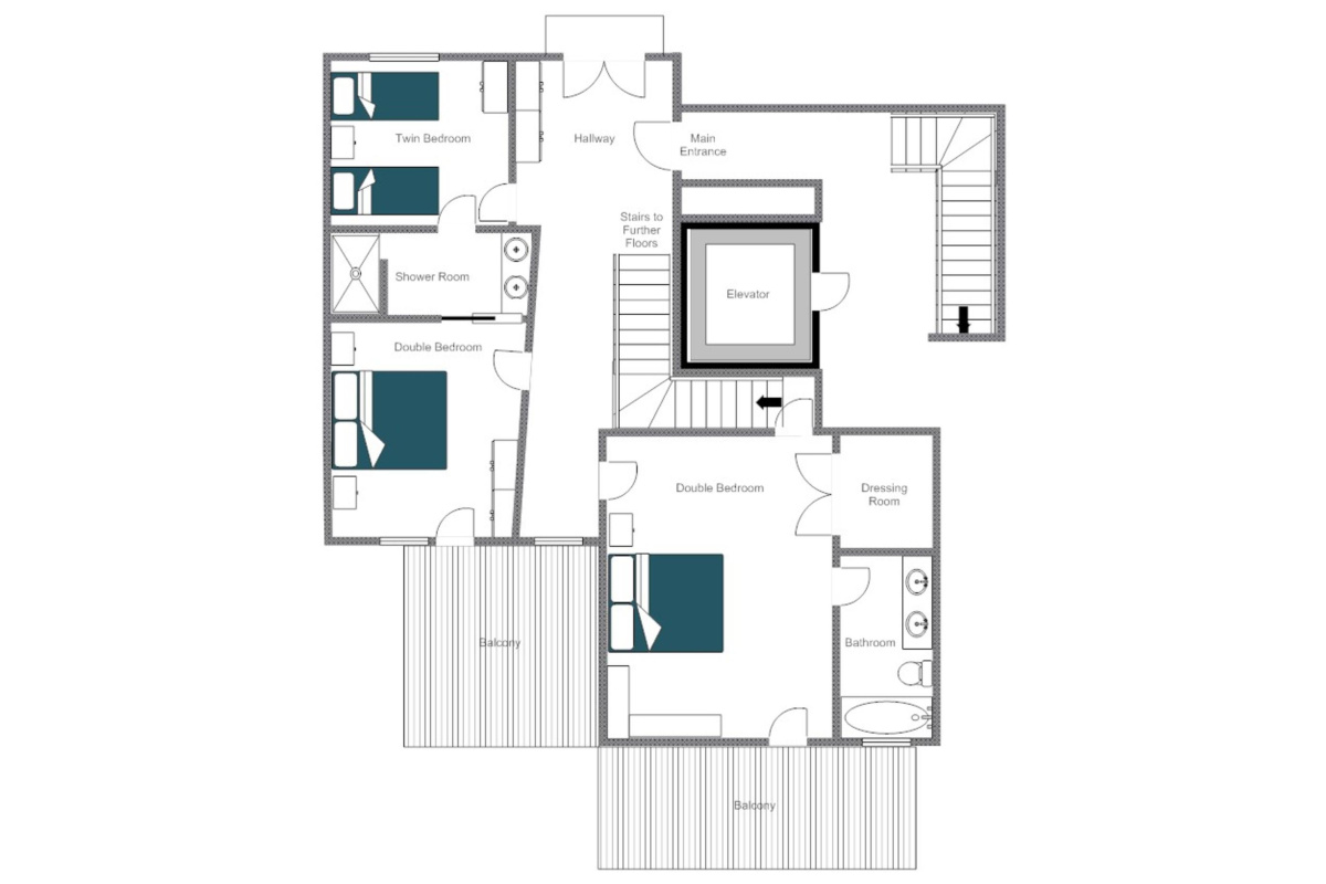 Deux Rivieres Verbier floor plan lower floor