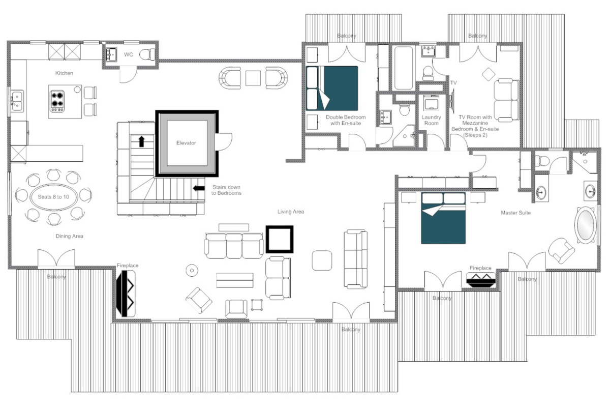 Deux Rivieres Verbier floor plan top floor