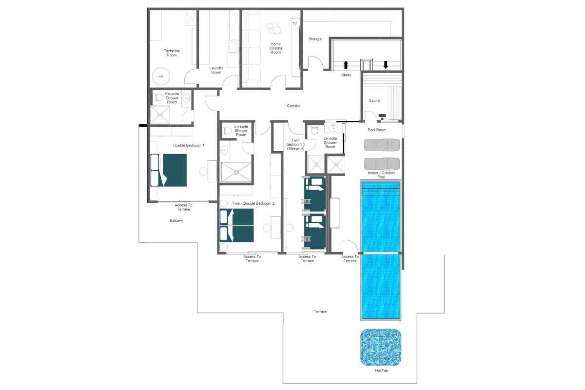 Chalet Foulon Verbier floor plan Ground floor