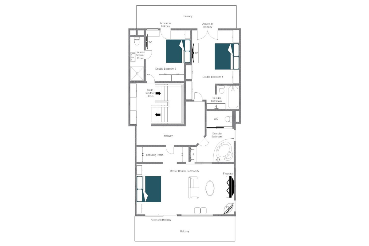 Chalet la Datcha Verbier floor plan top floor