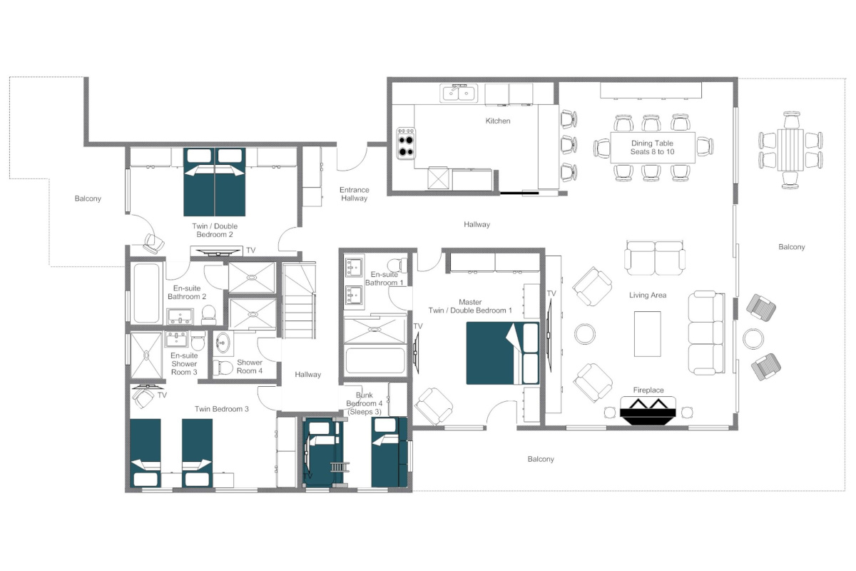 Le Daray Penthouse Verbier floor plan first floor