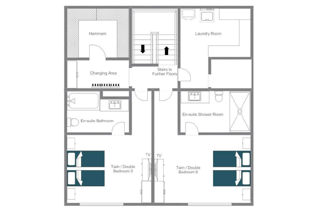 Chalet les Etrennes Verbier floor plan of first floor