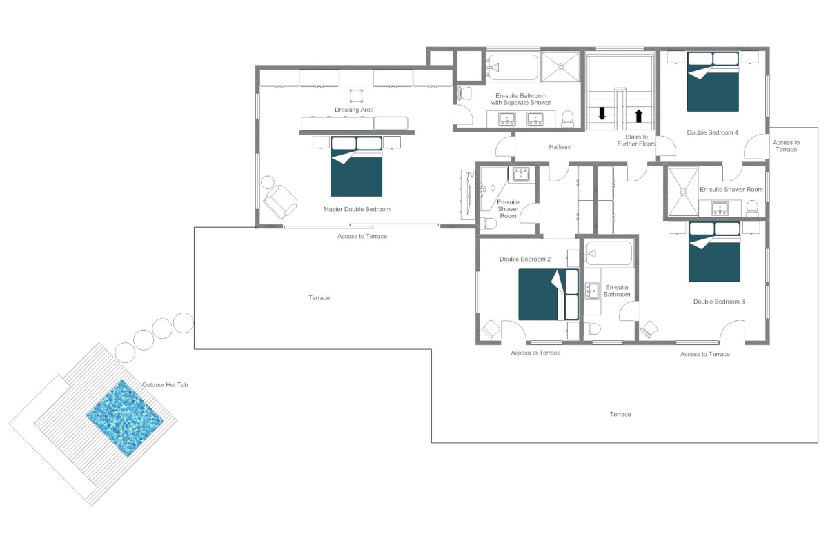 Chalet les Etrennes Verbier floor plan of second floor