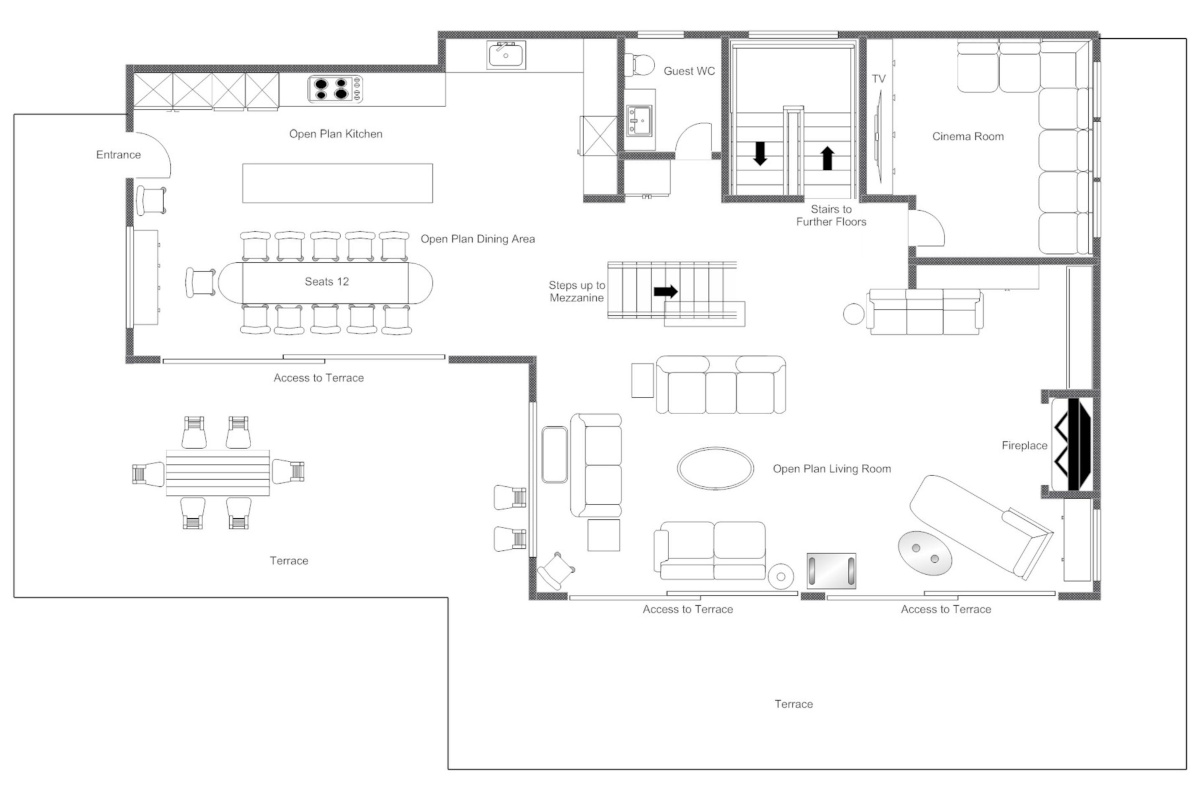 Chalet les Etrennes Verbier floor plan of top floor
