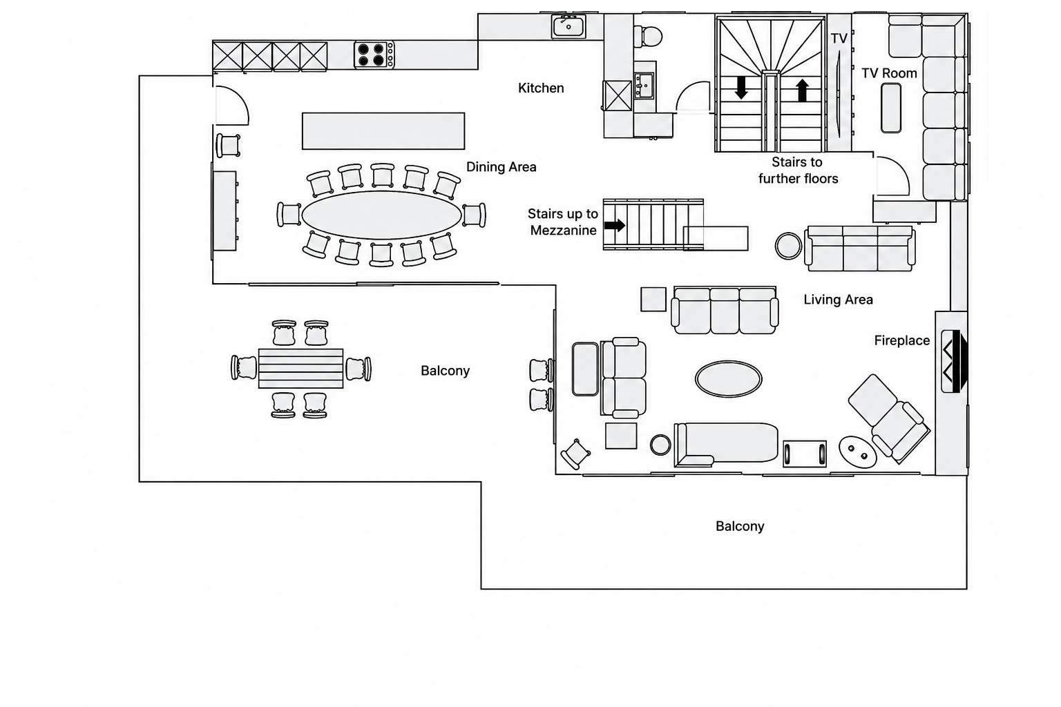 Chalet les Étrennes Verbier floor plan of top floor