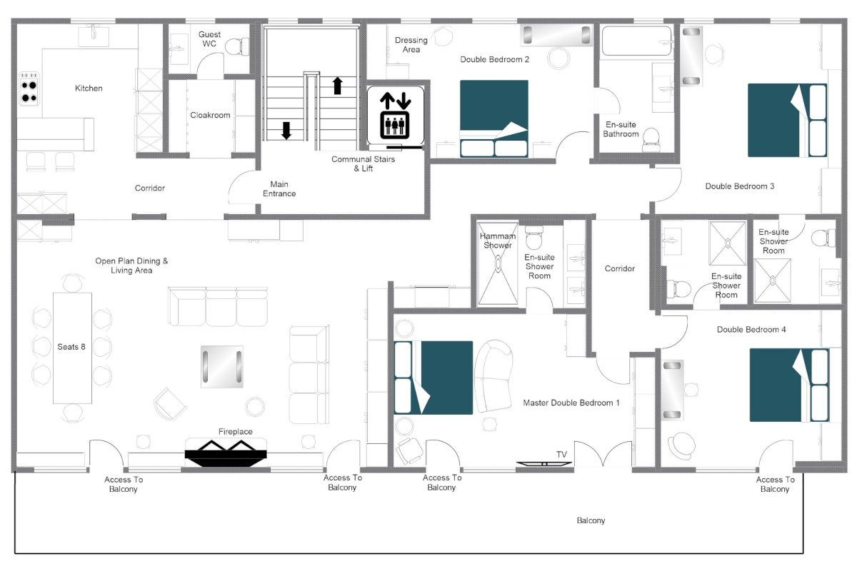 Apartment Madelia in Verbier floor plan top floor
