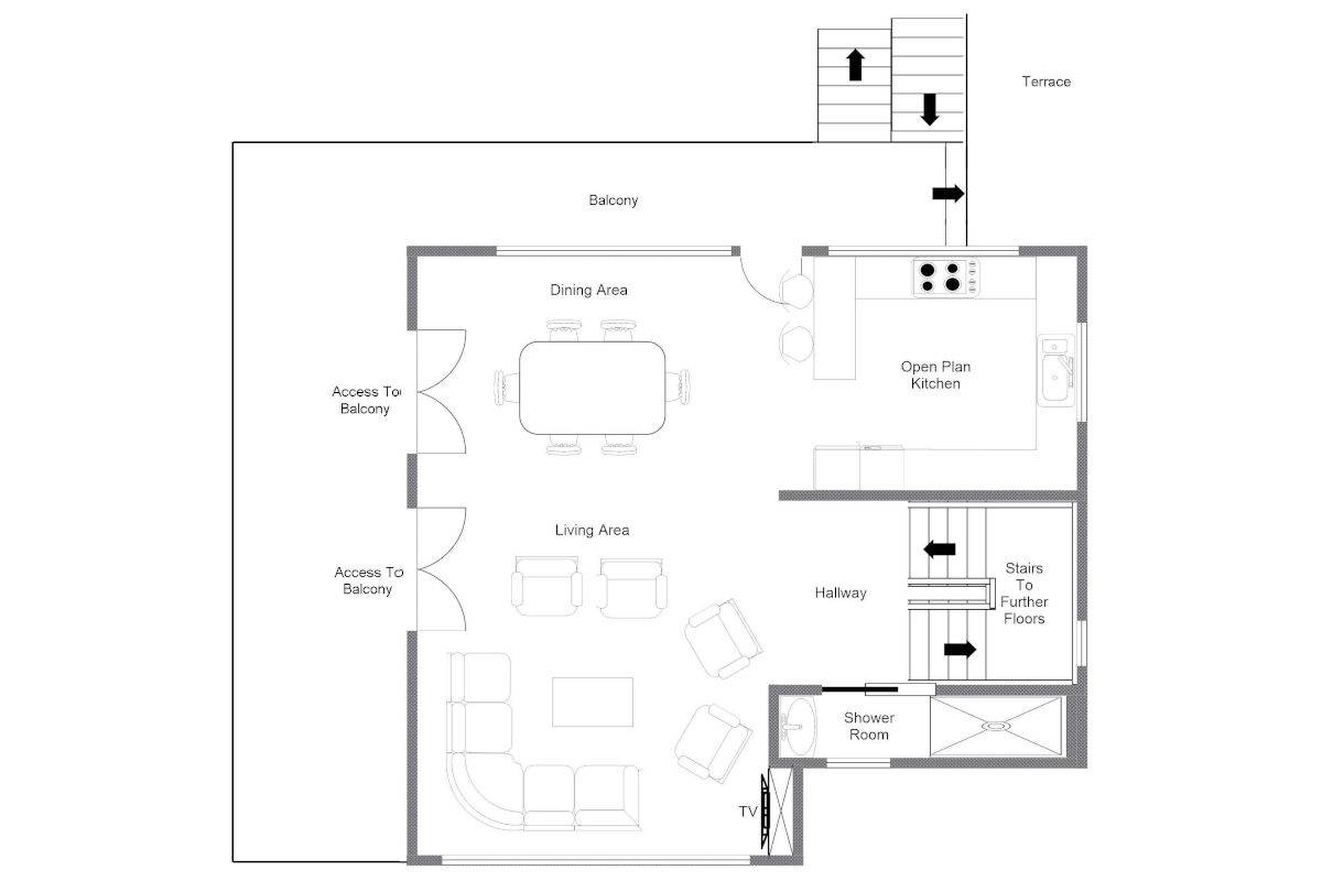 Chalet Melilot Verbier floor plan ground floor